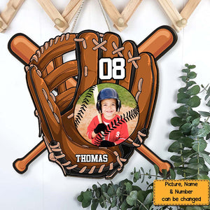 Gift For Grandson For Baseball Boy Upload Photo Wood Sign