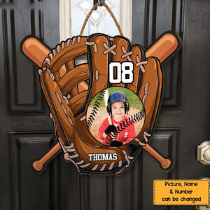 Gift For Grandson For Baseball Boy Upload Photo Wood Sign