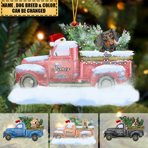 Dog Christmas Tree Red Truck Ornament