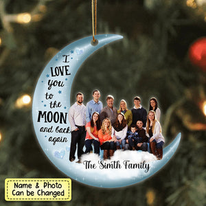 Personalized I love you to the moon and back again Family/Friends Photo Ornament