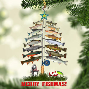 Fishing Merry Fishmas Personalized Christmas Acrylic Ornament