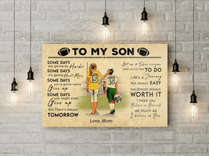 Personalized Football Player Canvas Poster Mom Gift For Son/Grandson