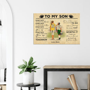 Personalized Football Player Canvas Poster Mom Gift For Son/Grandson