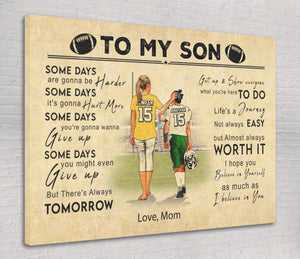 Personalized Football Player Canvas Poster Mom Gift For Son/Grandson