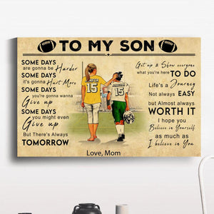 Personalized Football Player Canvas Poster Mom Gift For Son/Grandson