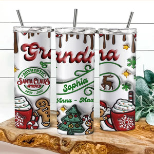 Personalized Grandma Santa Claus Approved Christmas Gift Skinny Tumbler