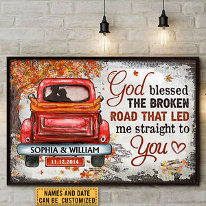 Personalized Husband Wife God Blessed The Broken Road Couple Gift Canvas Prints