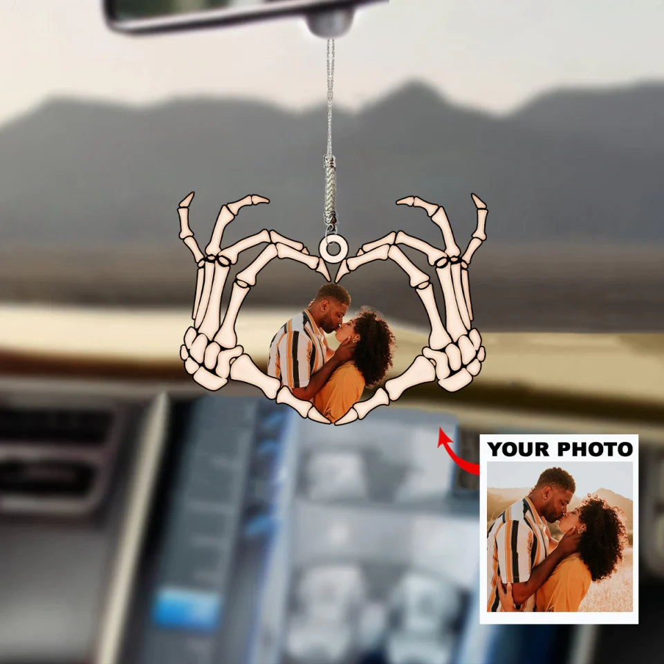 Personalized Photo Skull Heart Couple Ornament