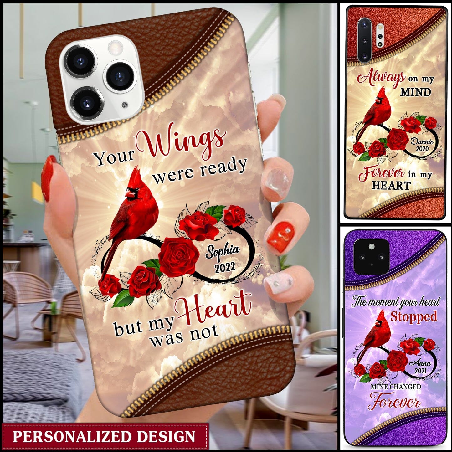 Personalized Family Loss Cardinal Rose Infinite Love Memorial Phone case