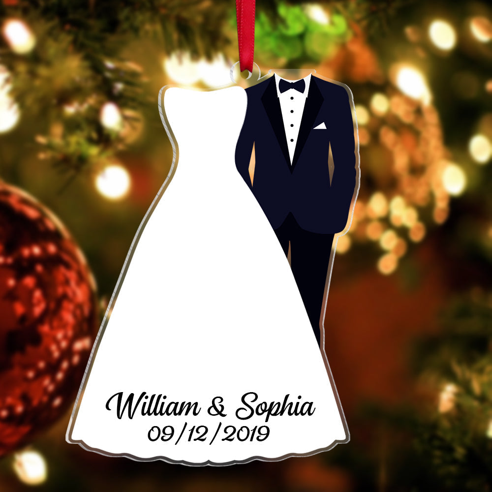 Personalized Newlywed Couple Christmas Ornament