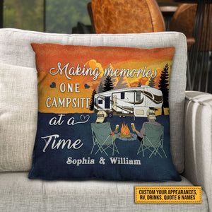 Personalized Retro Camping Couple Custom Pillow