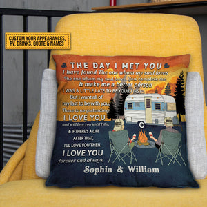 Personalized Retro Camping Couple Custom Pillow