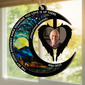 The Sky Looks Different When Someone You Love Is Up There - Personalized Memorial Photo Ornament