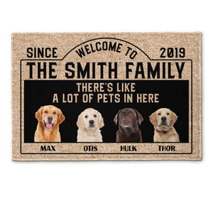 Personalized There's Like A Lot Of Pets In Here Dog Pet Doormat