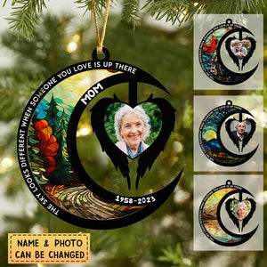 The Sky Looks Different When Someone You Love Is Up There - Personalized Memorial Photo Ornament