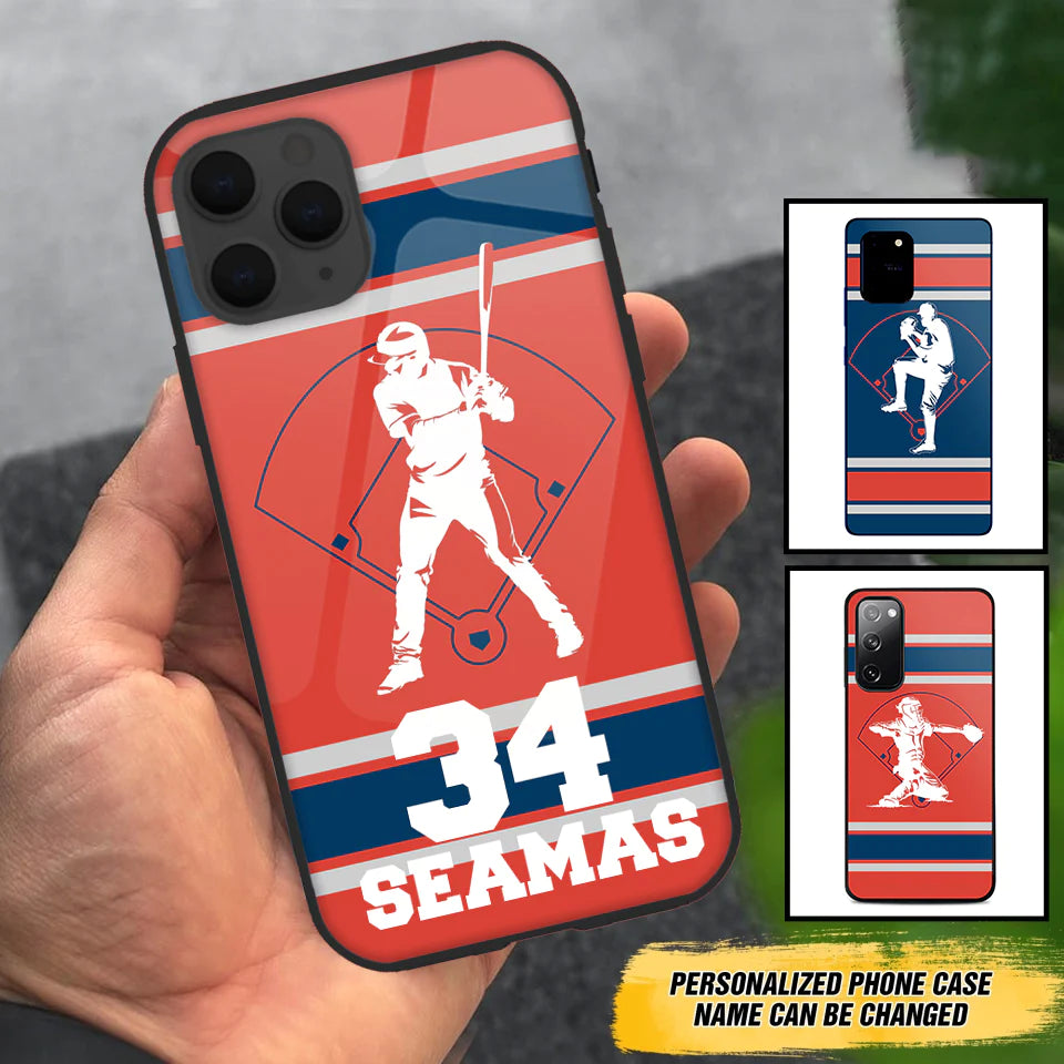 Gift For Baseball Lover The Position Of Player Personalized Glass Phone Case